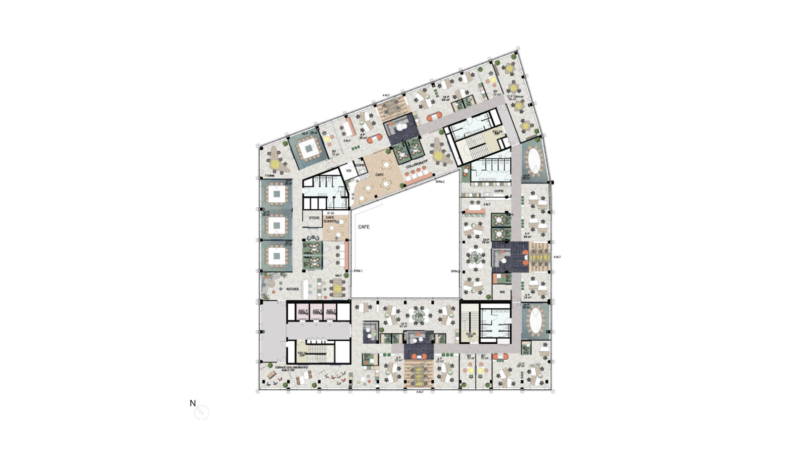 Messager - 2nd floor flex 60/40 open plan/partitioned space planning